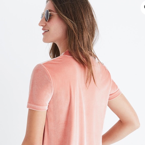 NWOT Madewell Coral Velvet Tie-Neck Top - Picture 4 of 5